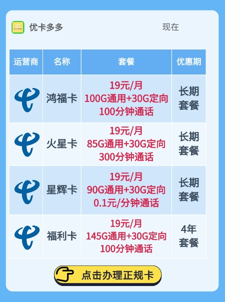 電信19元無(wú)限流量卡有哪些？4張全國(guó)流量卡介紹！