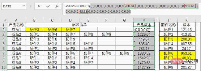 Excel函數(shù)學習之利用求和函數(shù)計算復雜的產品成本